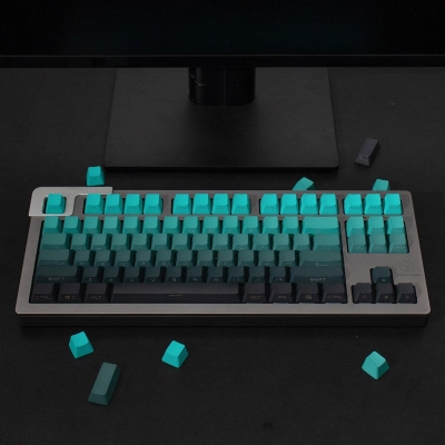Cyan Adore Full PBT Gradient Cyan Dip-dye Keycaps Set Doubleshot Backlit OEM Profile for Cherry MX Mechanical Keyboard